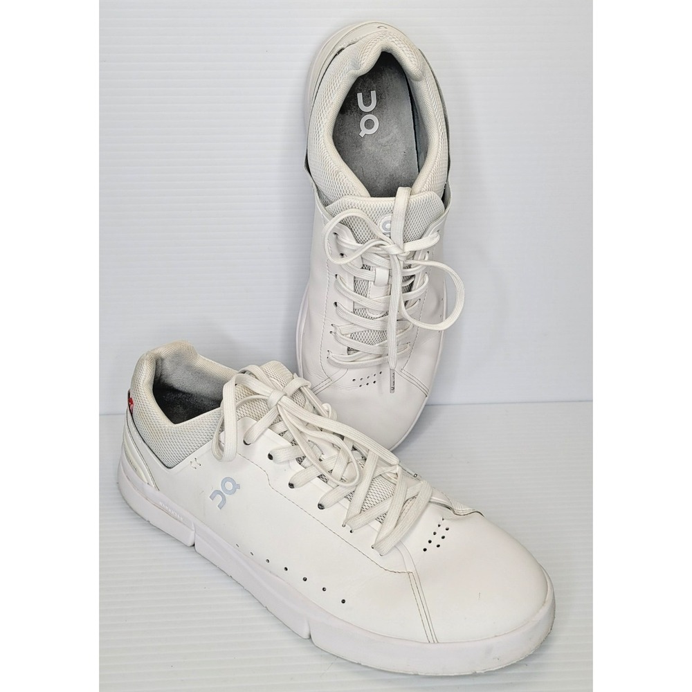 On Cloud The Roger Advantage All White Men's Size US 12 Leather Sneaker 48.99456